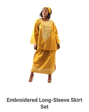 Load image into Gallery viewer, Embroidered Long-Sleeve Skirt Set
