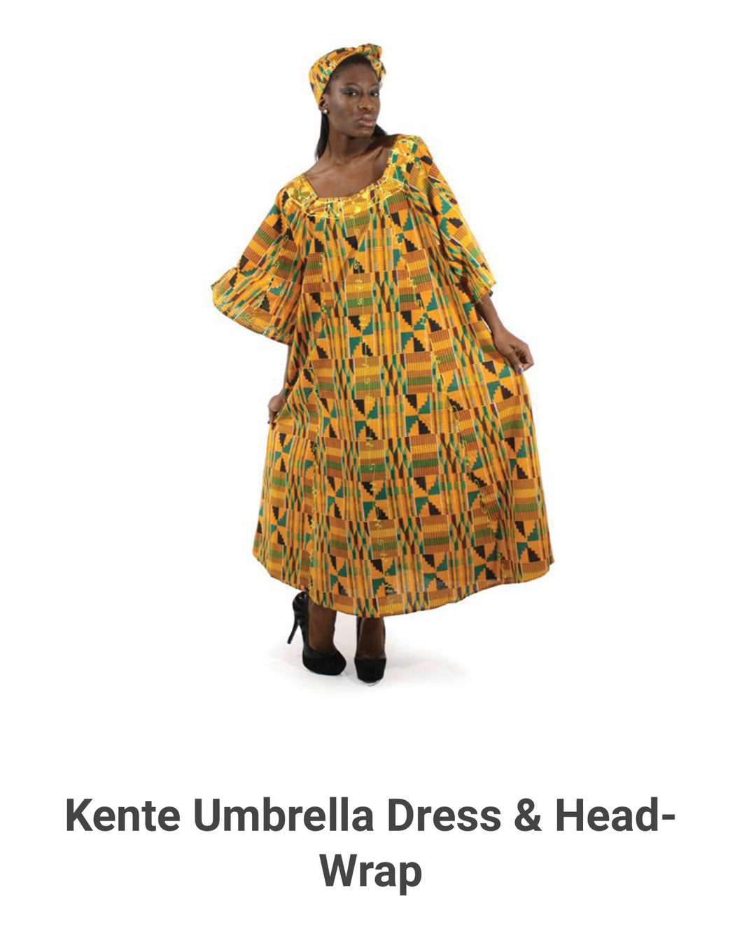 Kente Umbrella Dress & Head-Wrap