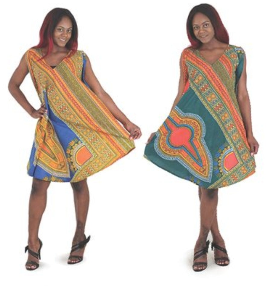 Traditional Print Poncho Dress