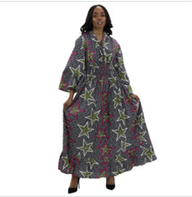 Load image into Gallery viewer, Bell Sleeves African Print Maxi Dress

