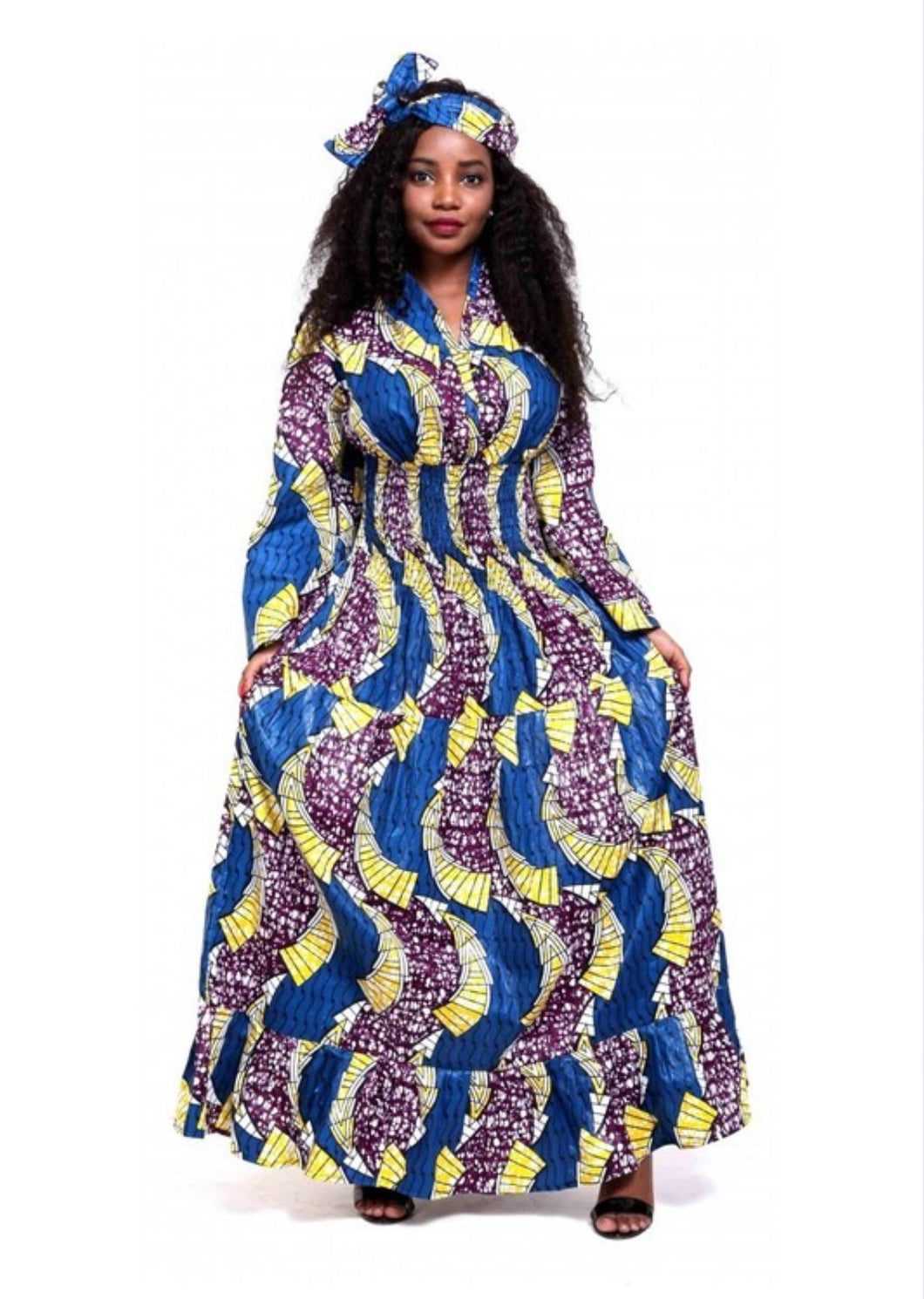 Bell Sleeves African Print Maxi Dress
