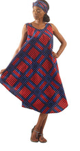 Load image into Gallery viewer, Dot Pattern Umbrella Dress: Blue/Red
